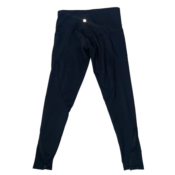 Z by Zobha black full length leggings with hip phone pockets SZ 4/6 ankle zip - Picture 2 of 10